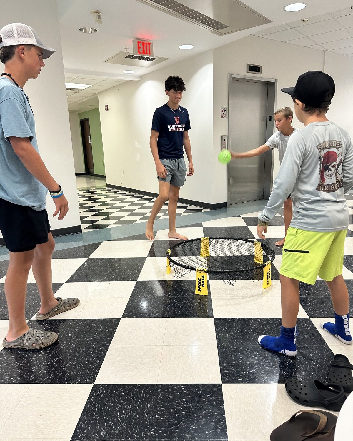 Campers in the dorm hallway at Jacksonville University